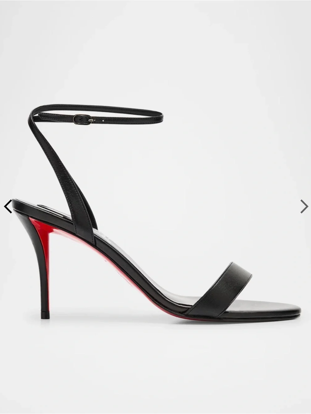 Christian Louboutin Black Leather Ankle-Strap Stiletto with Red Sole